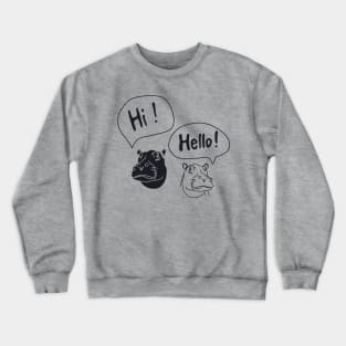 illustration of monochrome hippos greeting each other Crewneck Sweatshirt